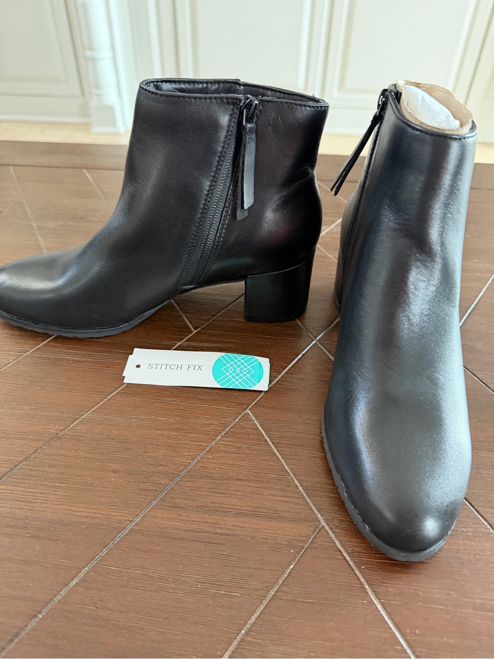 Naturalizer Bay Black Leather Ankle Booties Size 7.5 Wide